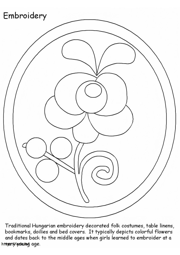 Traditional Hungarian Embroidery coloring page