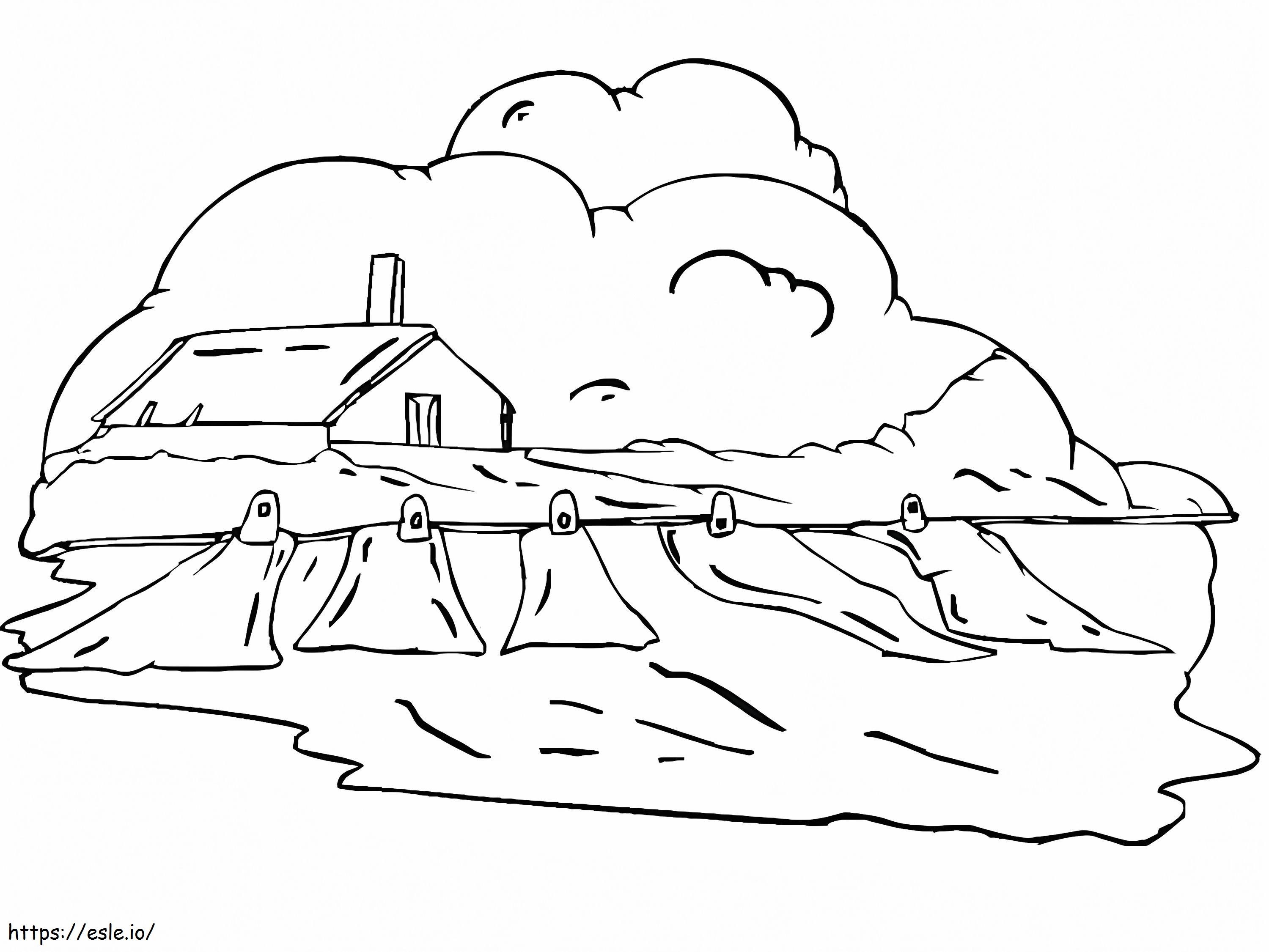 Country House Coloring Page - Free Printable PDF for Kids and Adults