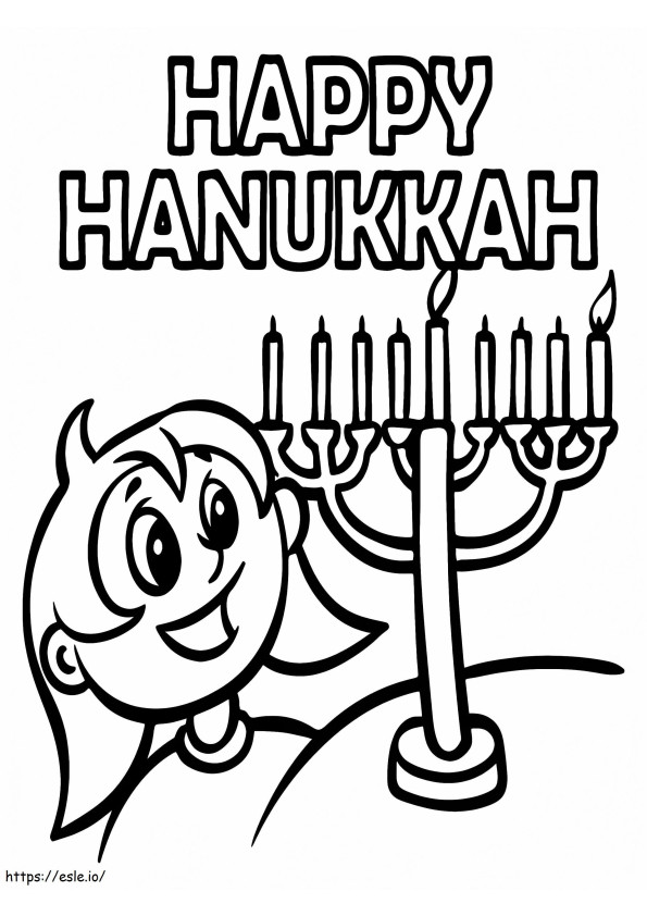 Feliz Hanukkah y Menorah para colorear