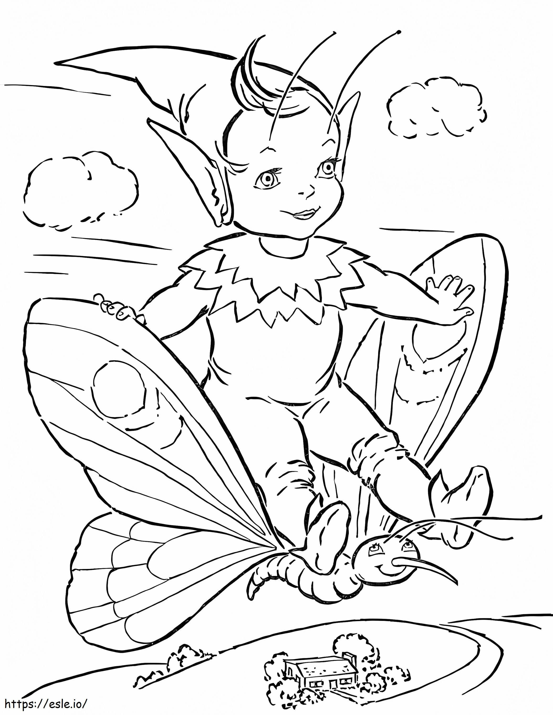 Fairy Riding Butterfly coloring page