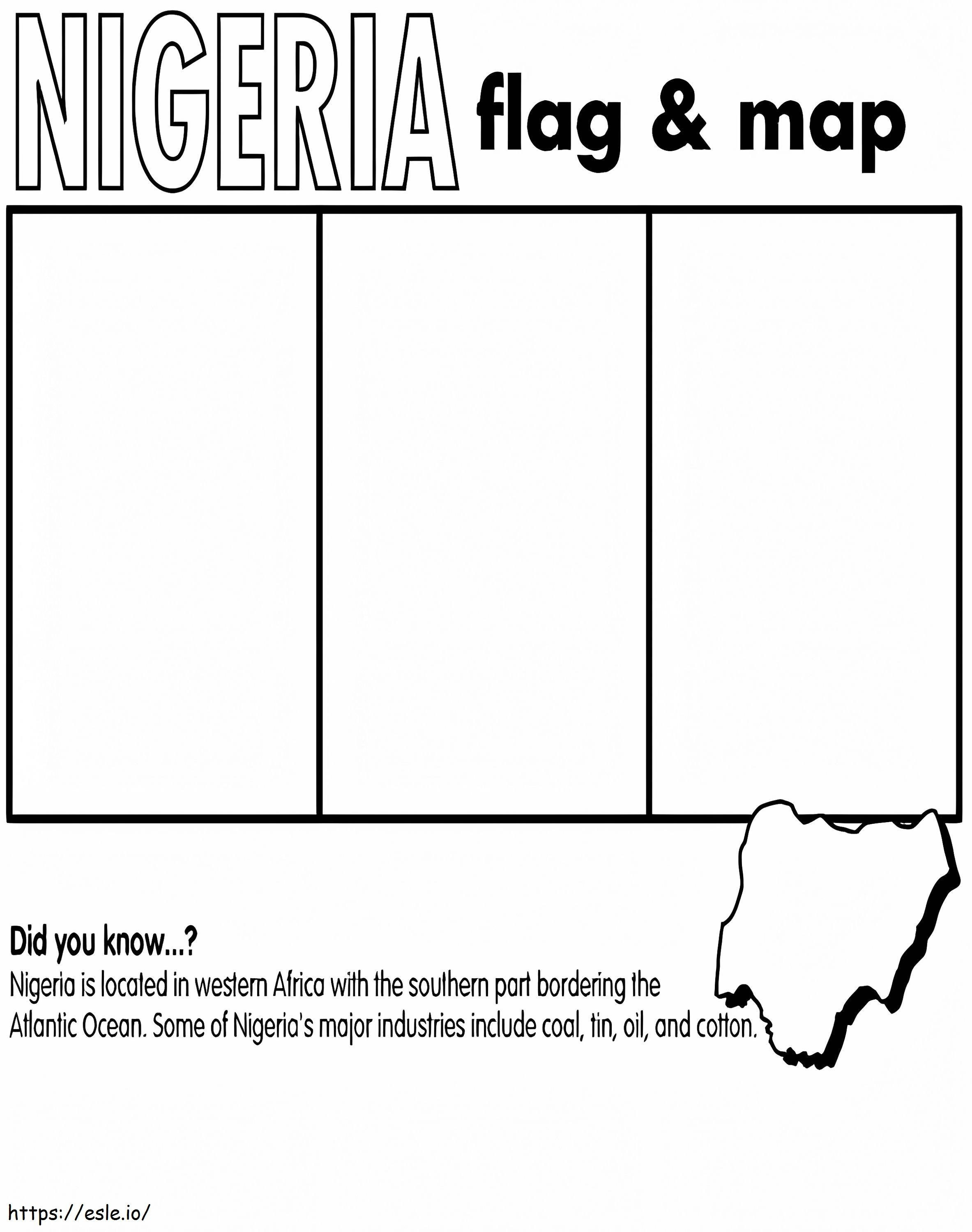 Coloriage Drapeau et carte du Nigéria à imprimer dessin
