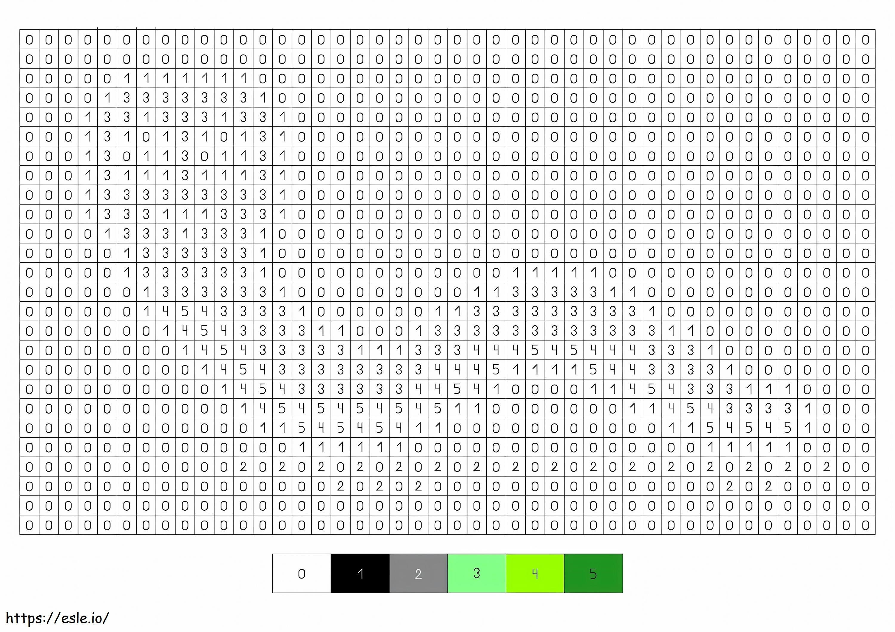 Worm Pixel Art Culoare după număr de colorat