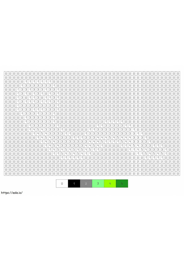 Colore pixel art verme per numero da colorare