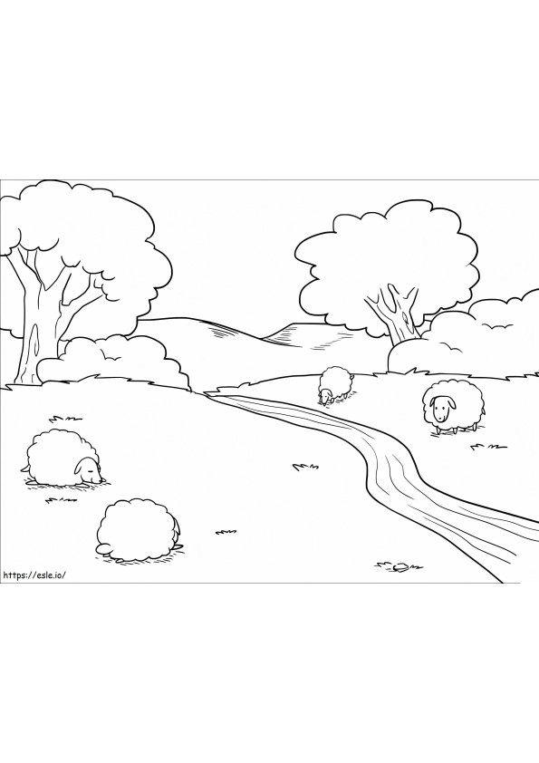 River And Sheep coloring page