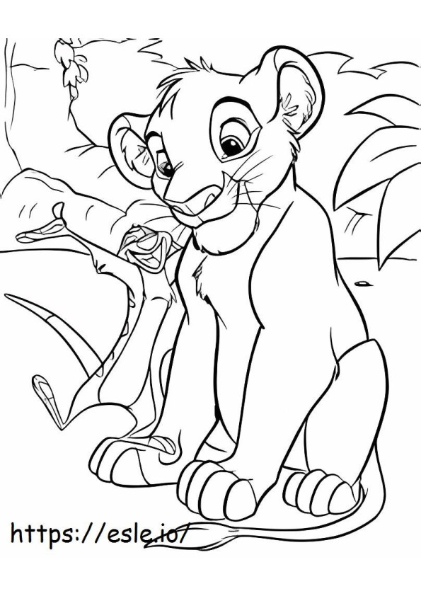 Simba e Timão para colorir