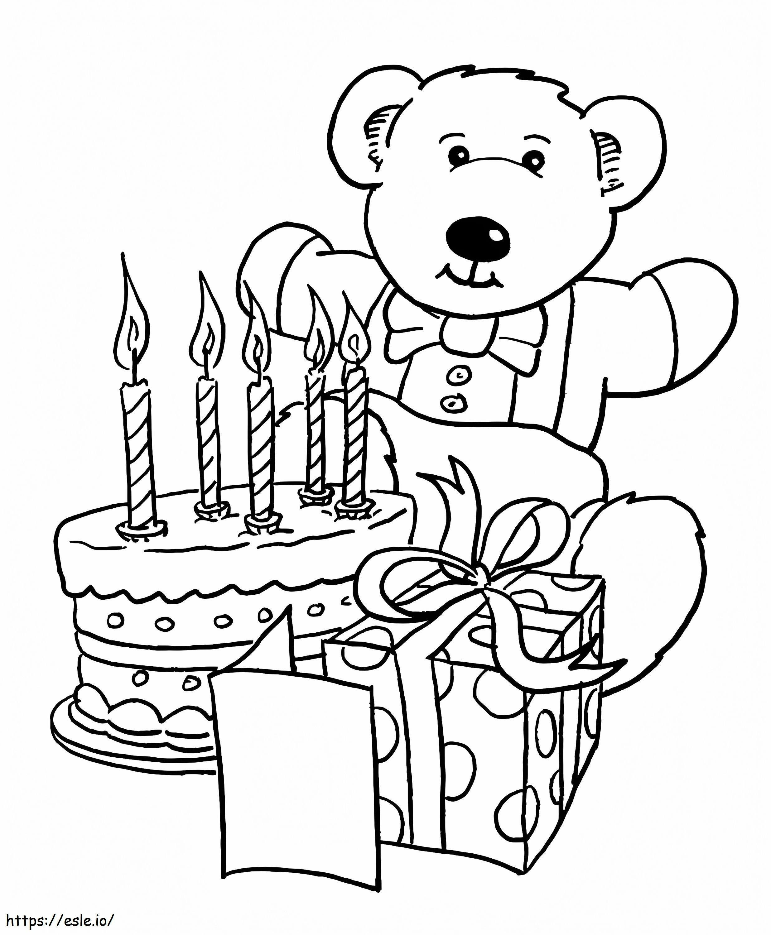 Brinquedo e bolo de aniversário para colorir