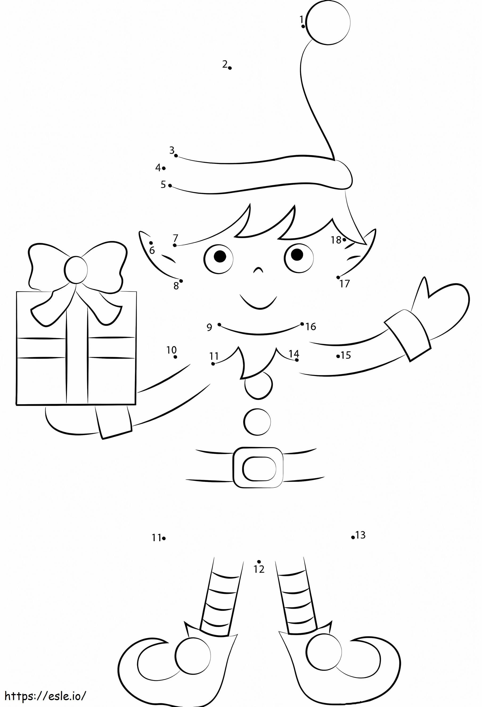 Connect The Dots Christmas Elf coloring page