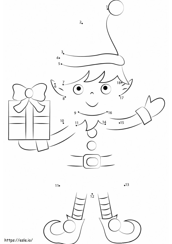 Connect The Dots Christmas Elf coloring page