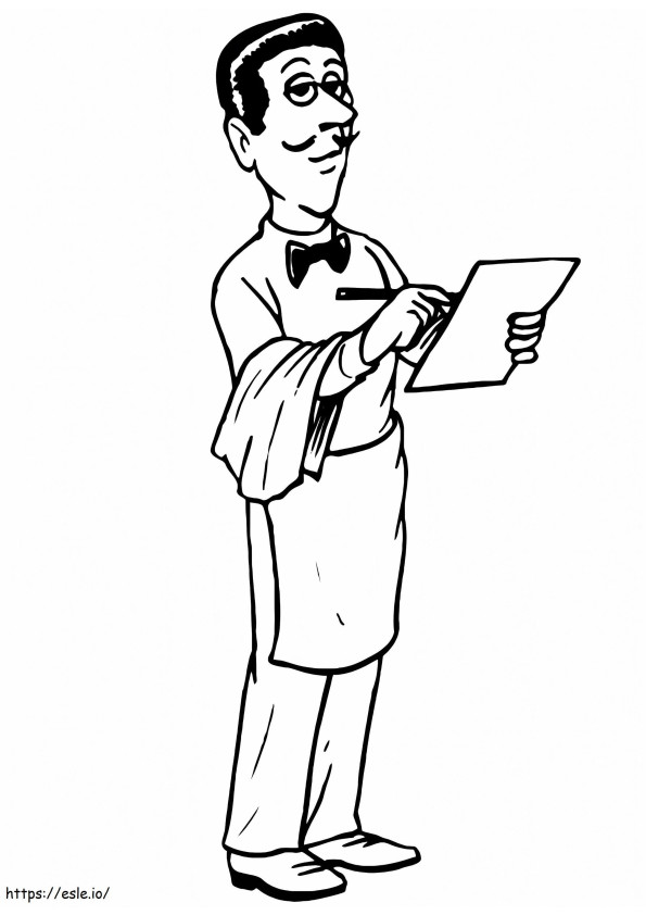 Waiter With Orders List coloring page