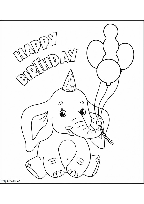 Elephant Birthday coloring page