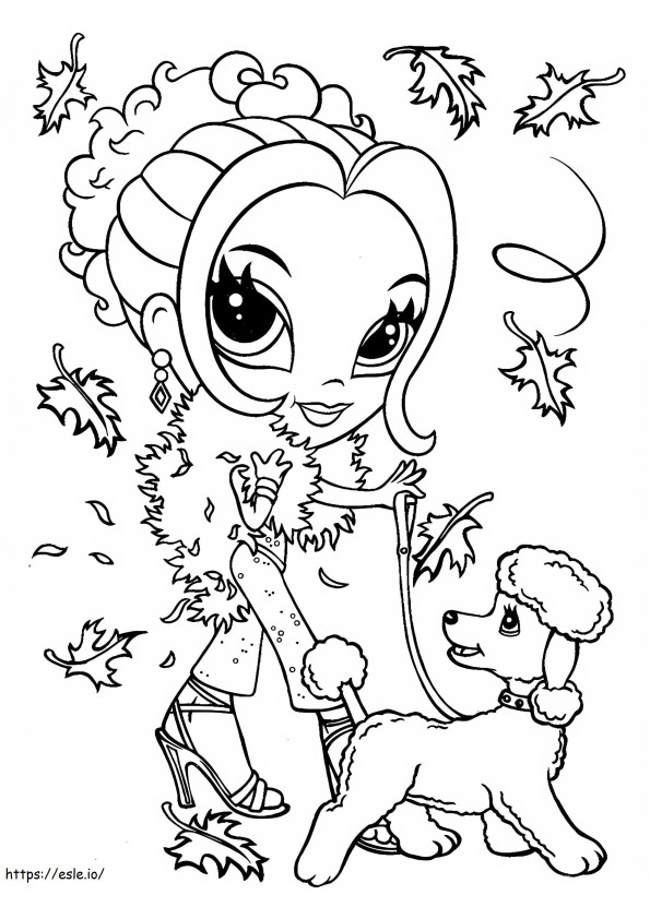 1566287681 Glamour Girl With Poodle A4 coloring page