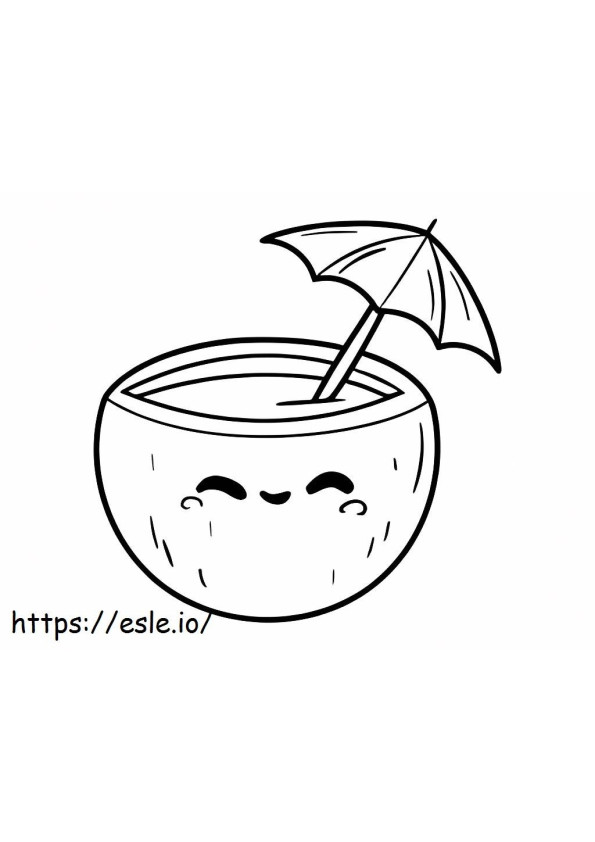 Kawaii Coconut Drink coloring page