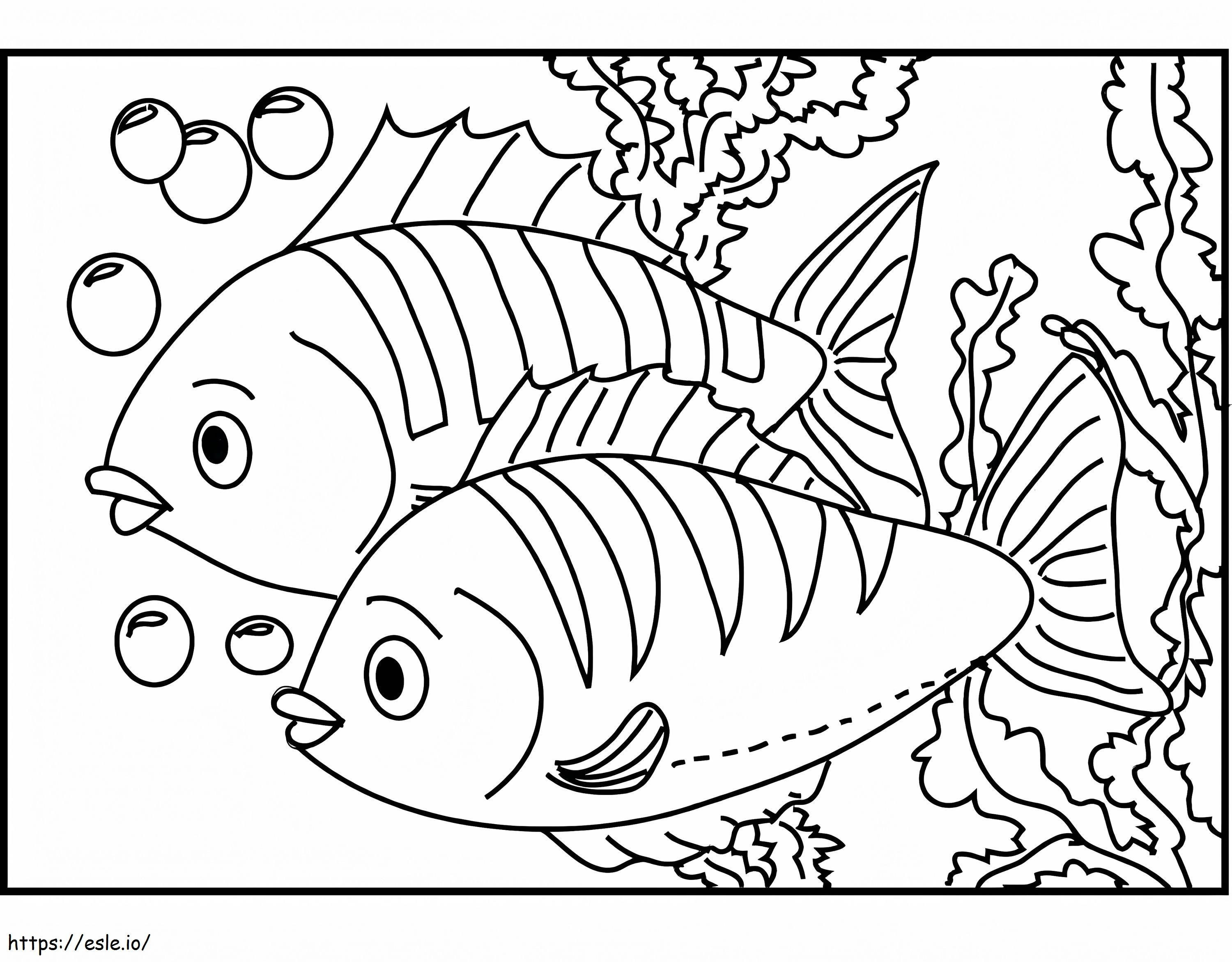 Twee Vissen In Aquarium kleurplaat kleurplaat