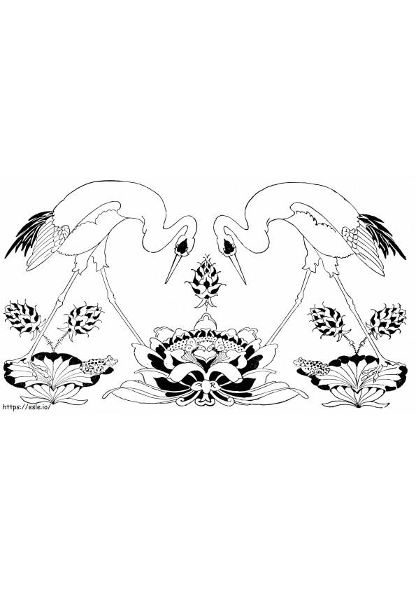 Egrets Ja Kukka värityskuva