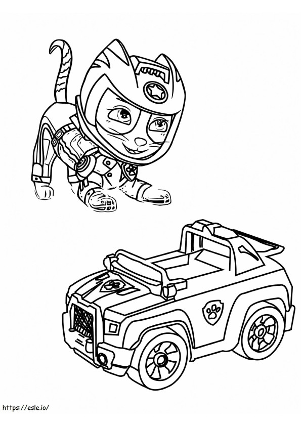 Wild Cat And Car Free coloring page