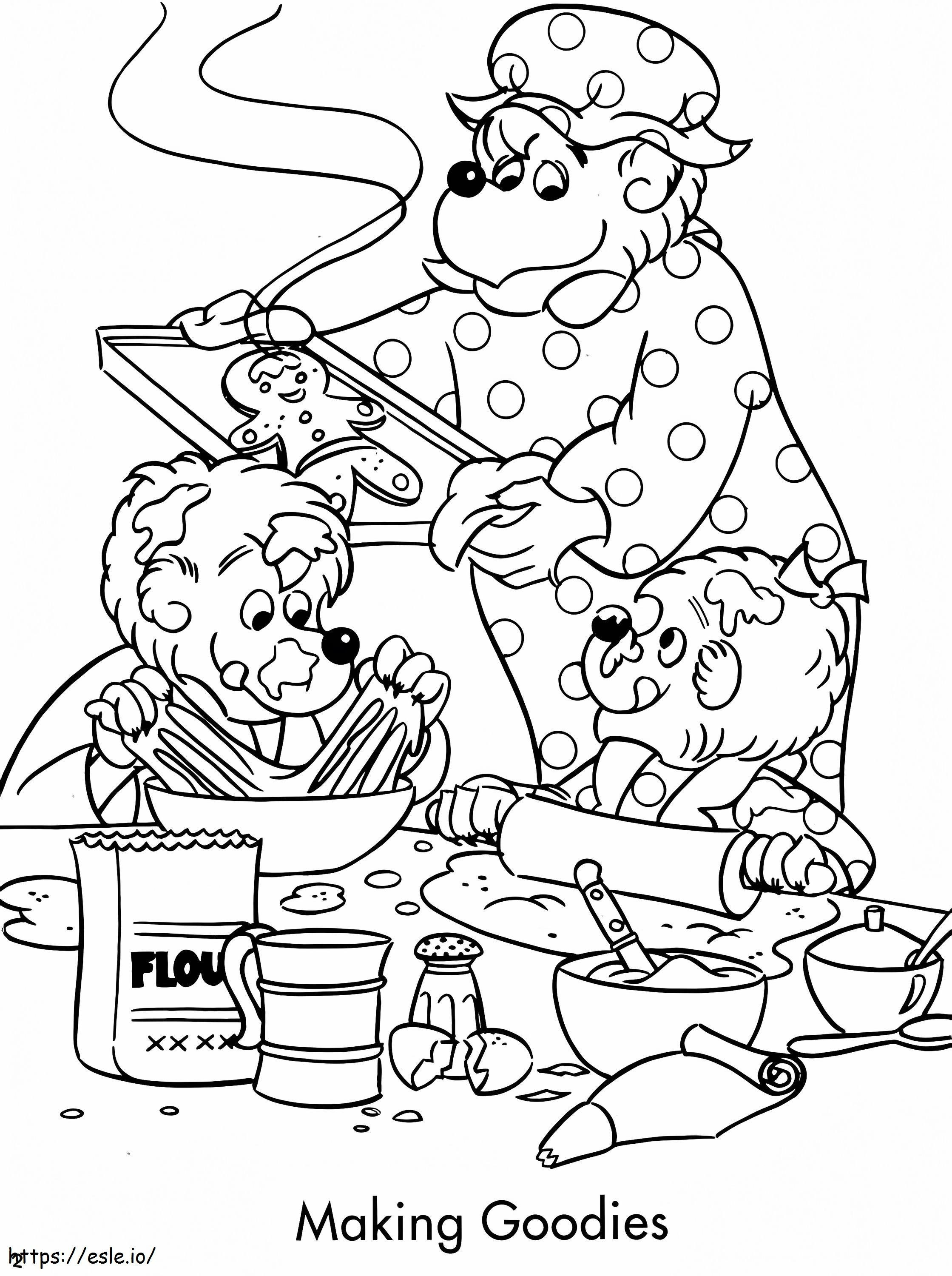Coloriage Les ours de Berenstain fabriquent des friandises à imprimer dessin