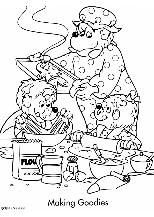 Coloriage Les ours de Berenstain fabriquent des friandises à imprimer dessin