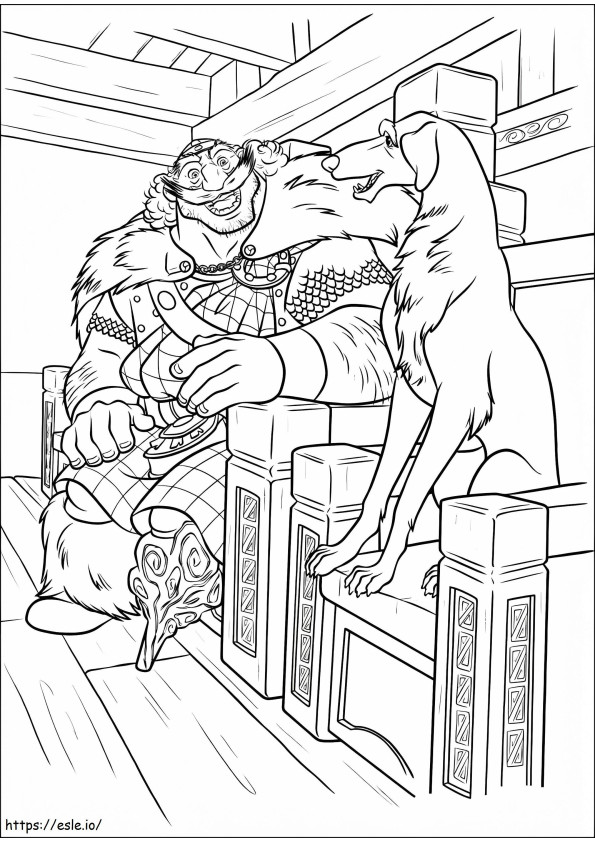 ファーガス王と座る犬 ぬりえ - 塗り絵