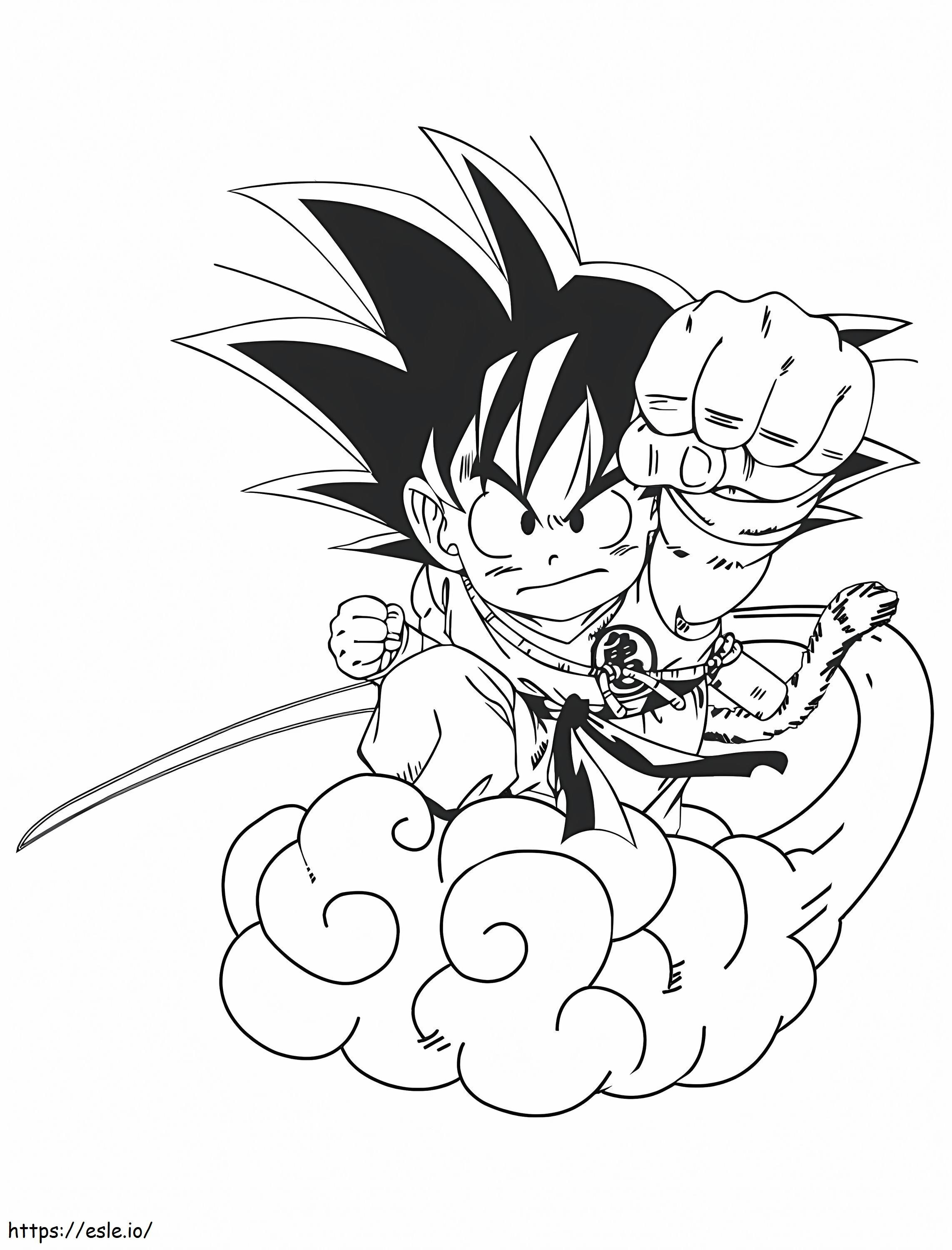 Goku în nor de colorat