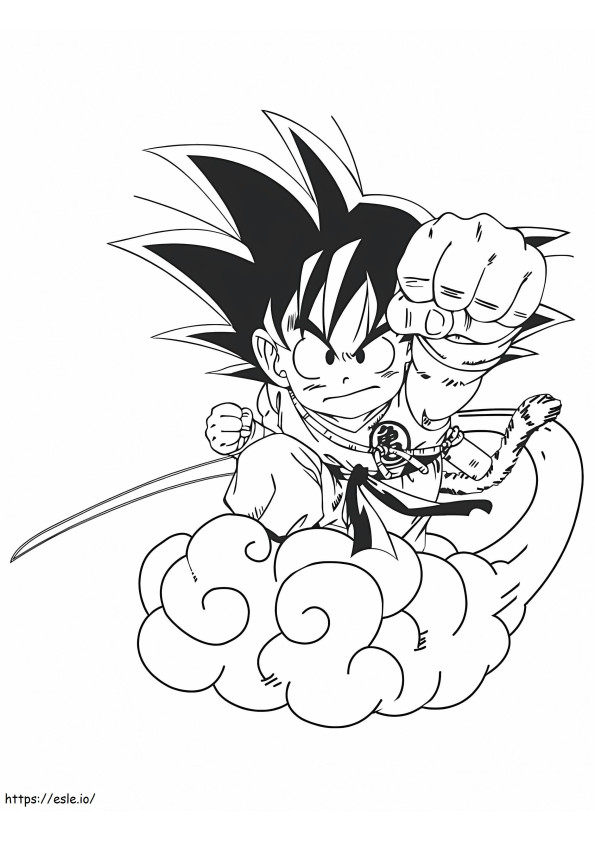 Goku na nuvem para colorir