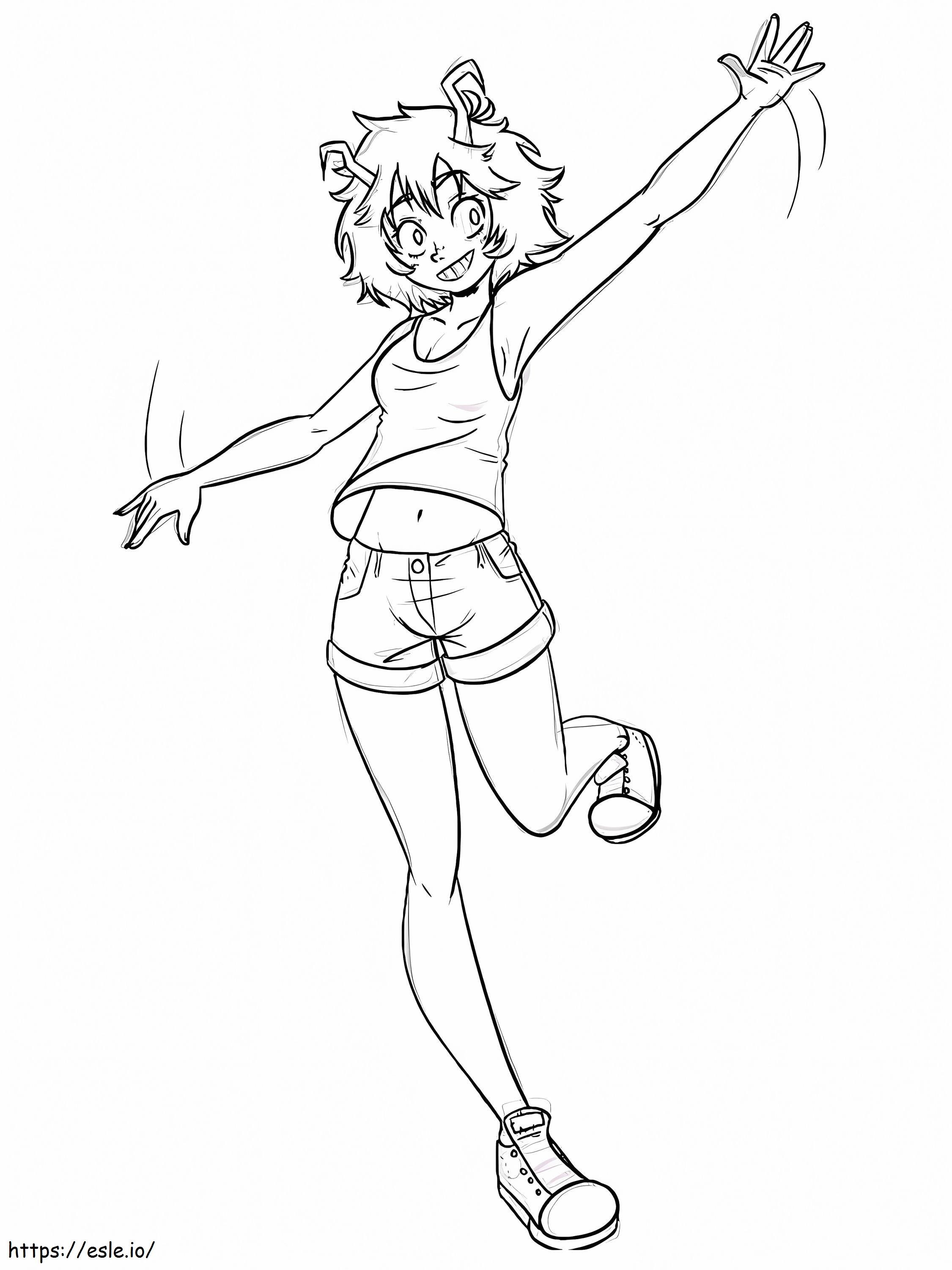 Happy Mina Ashido Coloring Page