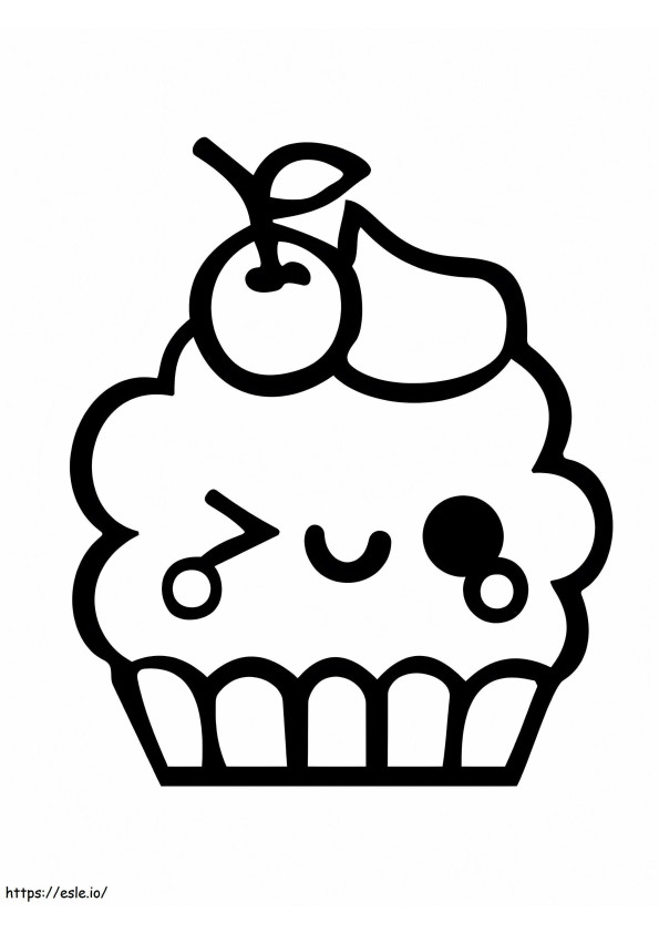 Kawaii Cupcake coloring page