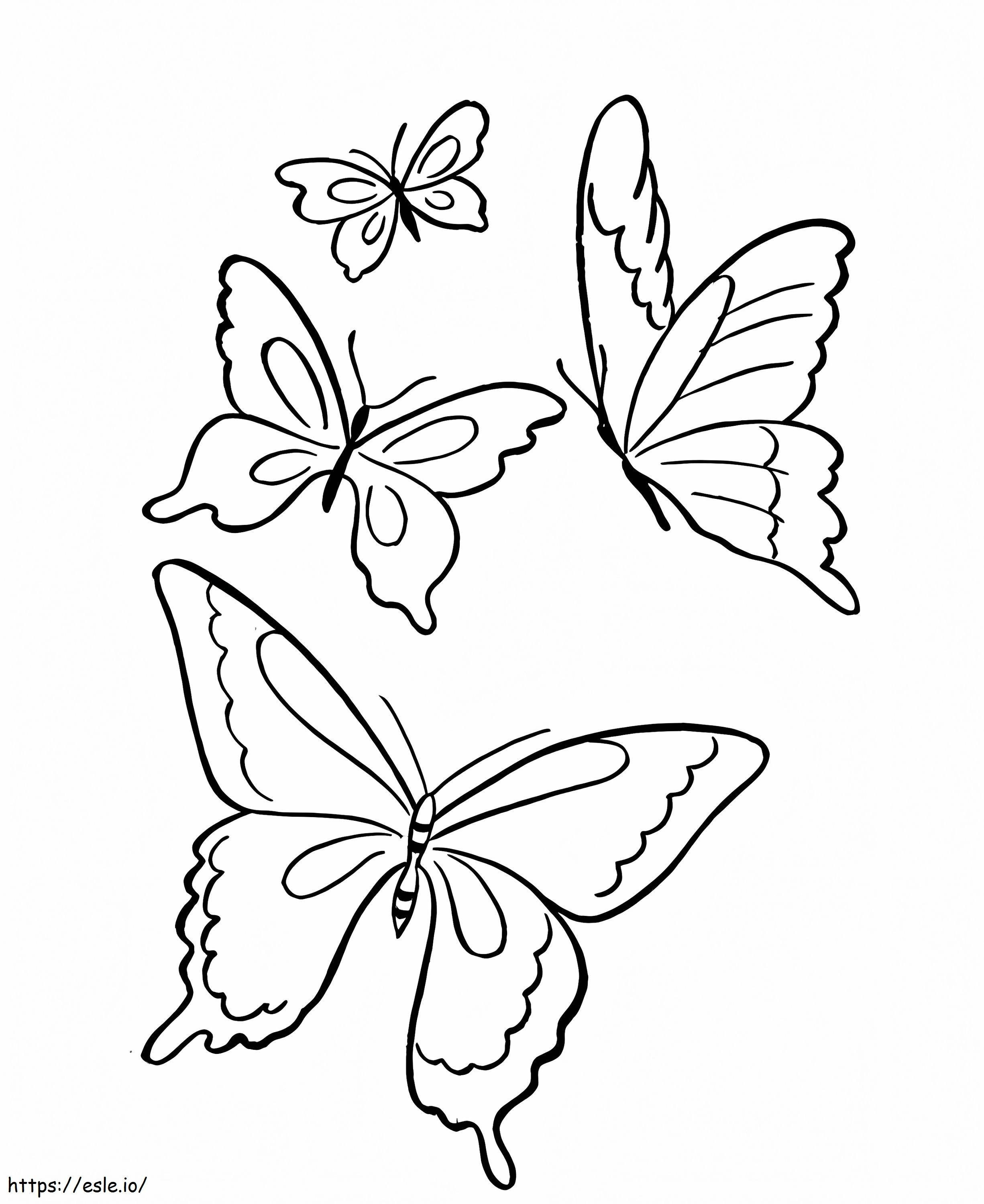 Vier vlinders kleurplaat kleurplaat