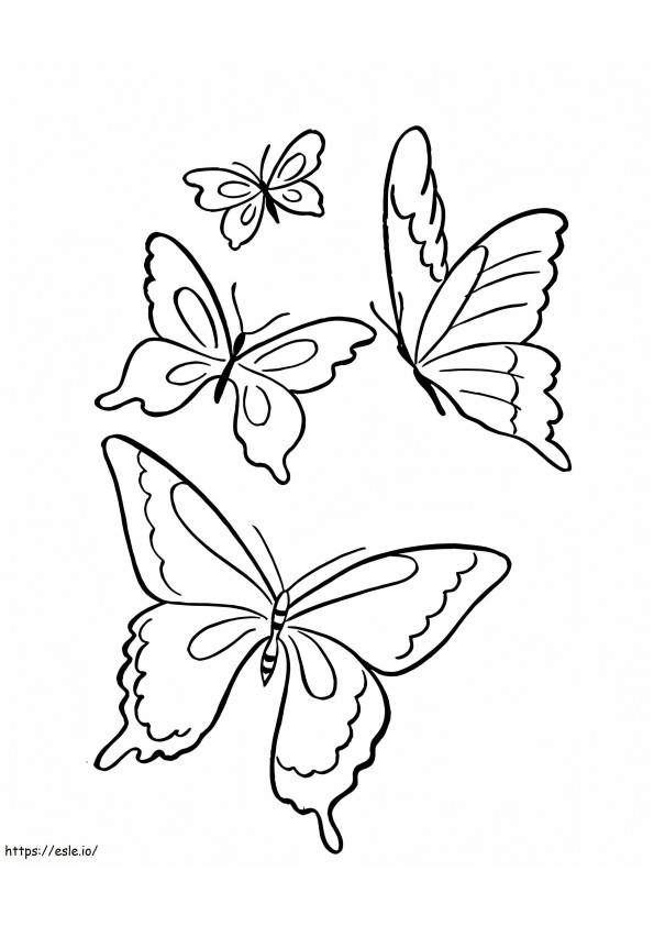 Vier vlinders kleurplaat