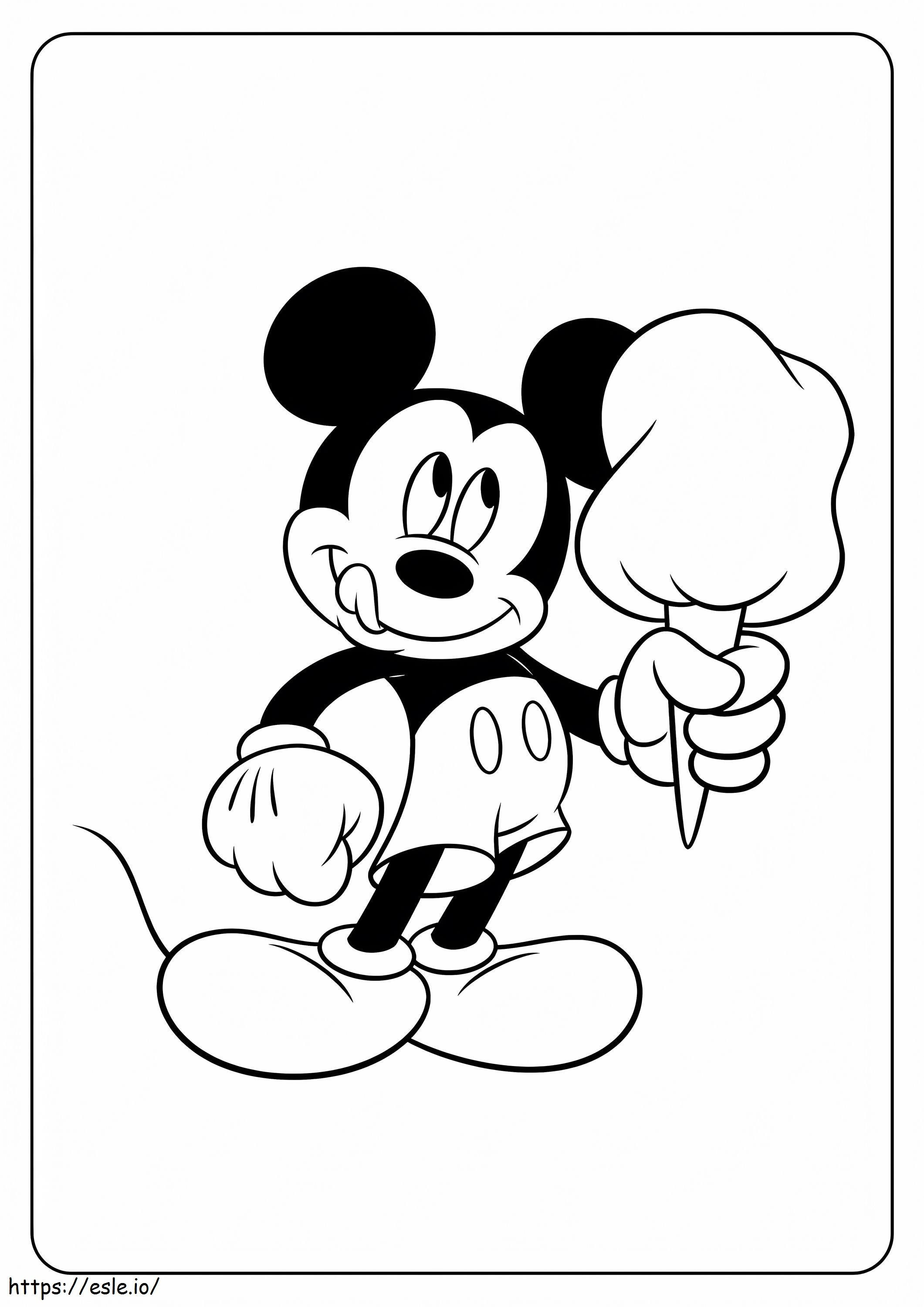 Coloriage Mickey Mouse tenant des bonbons à imprimer dessin