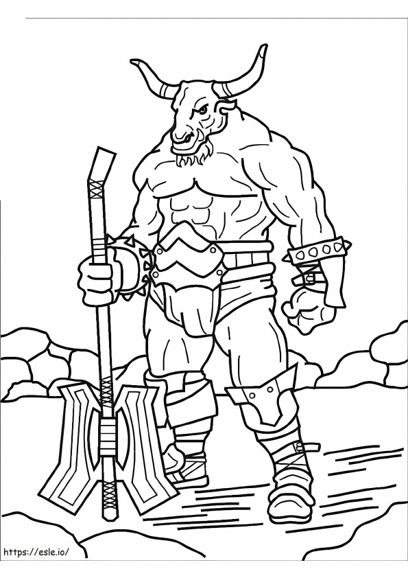 Minotaur With Big Axe coloring page