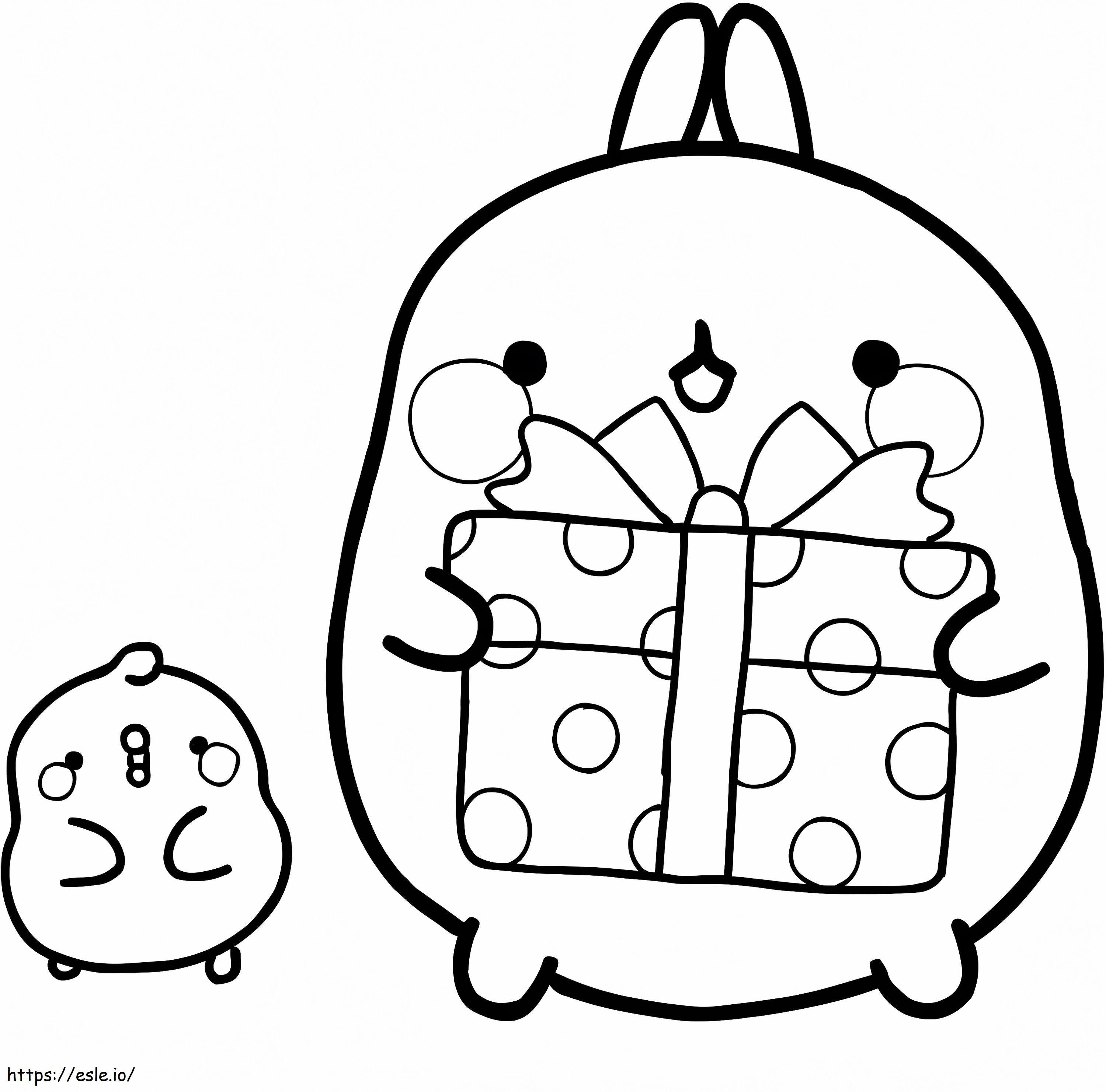 Molang And Gift coloring page