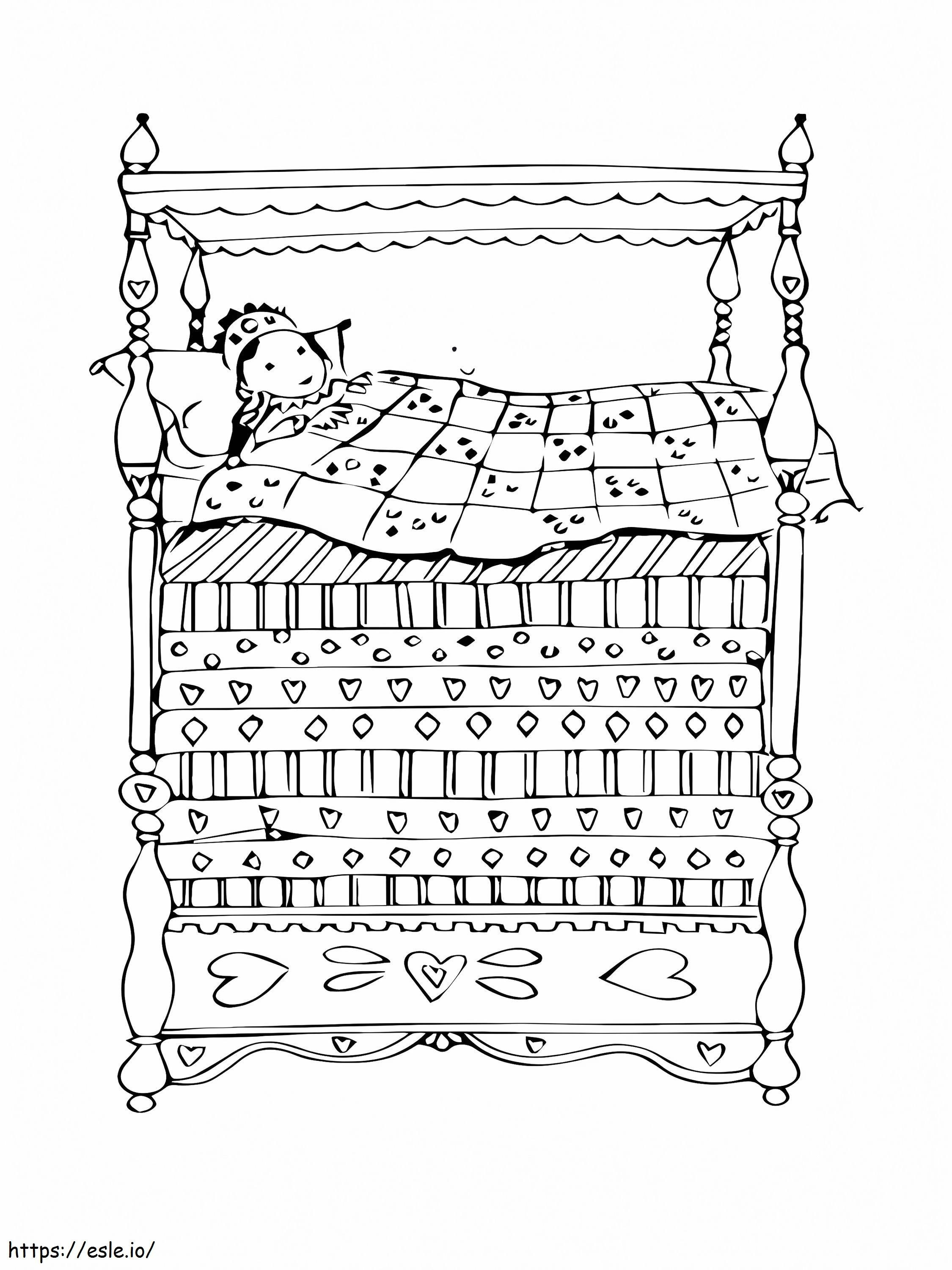 Sleeping Princess And The Pea coloring page