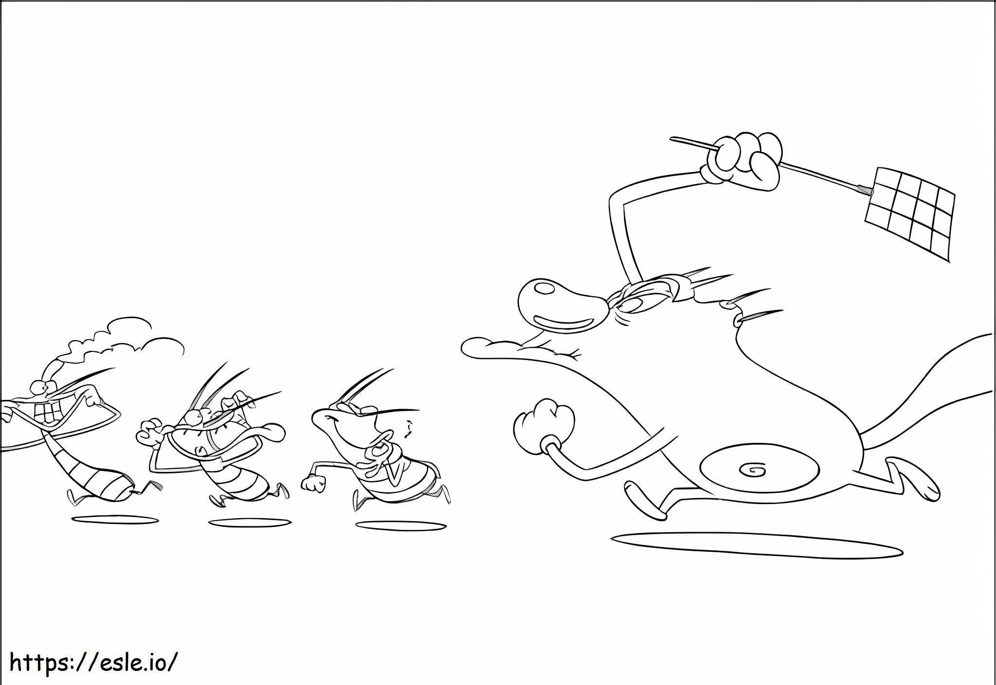 Oggy Running coloring page