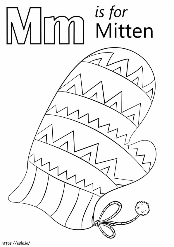 Letter M Mitten coloring page