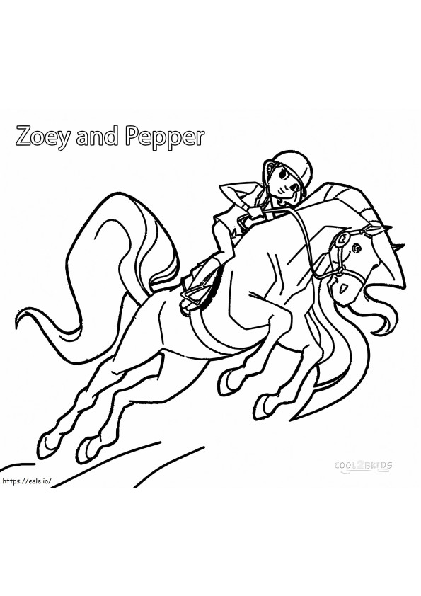 Zoey Dan Pepper Dari Horseland Gambar Mewarnai