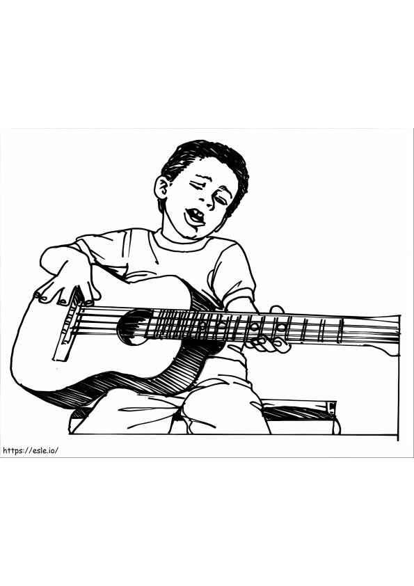 Coloriage Homme jouant de la guitare à imprimer dessin
