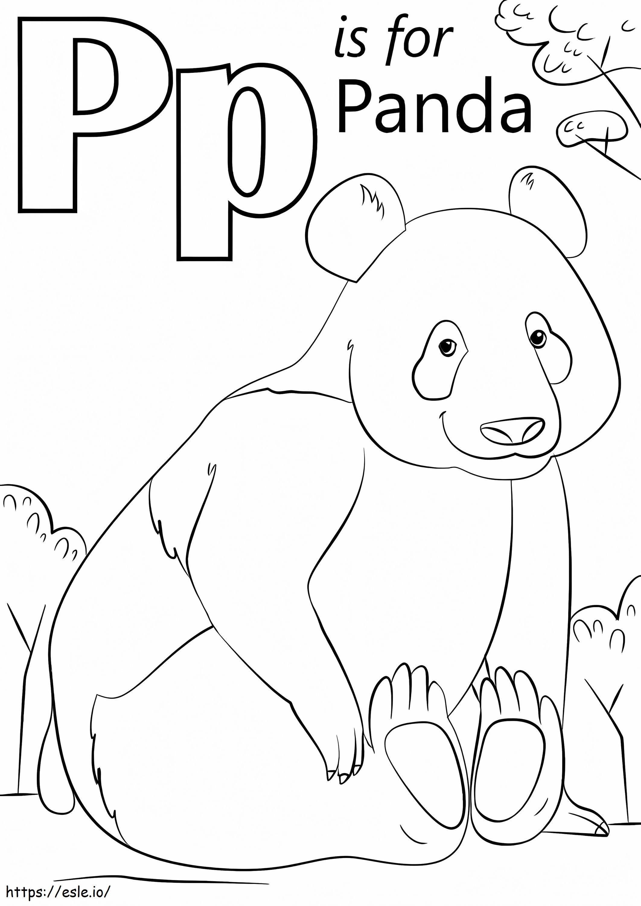 Letra Panda P para colorir