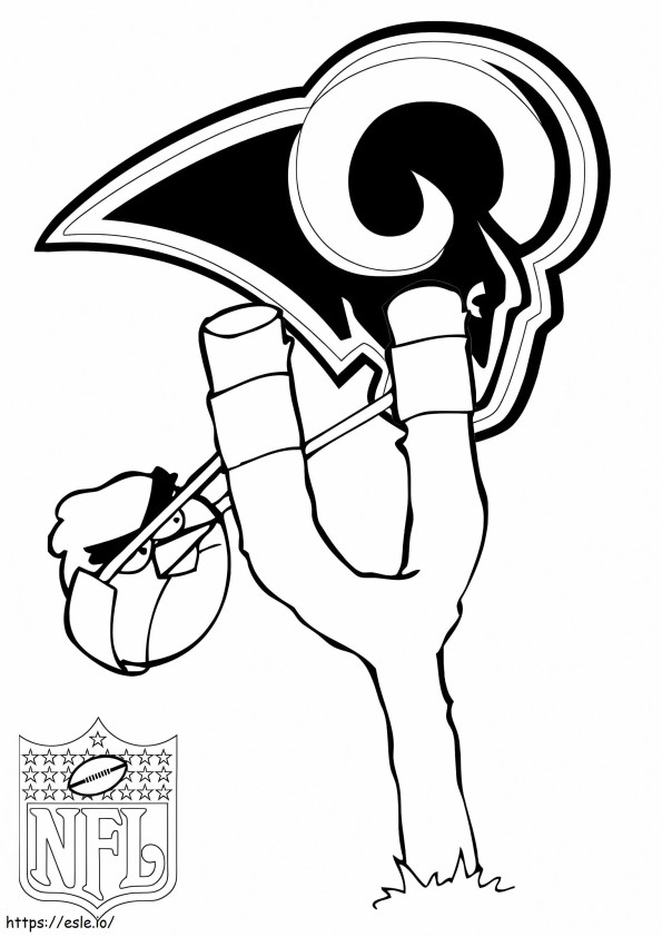 Coloriage Rams de Los Angeles avec Angry Bird à imprimer dessin
