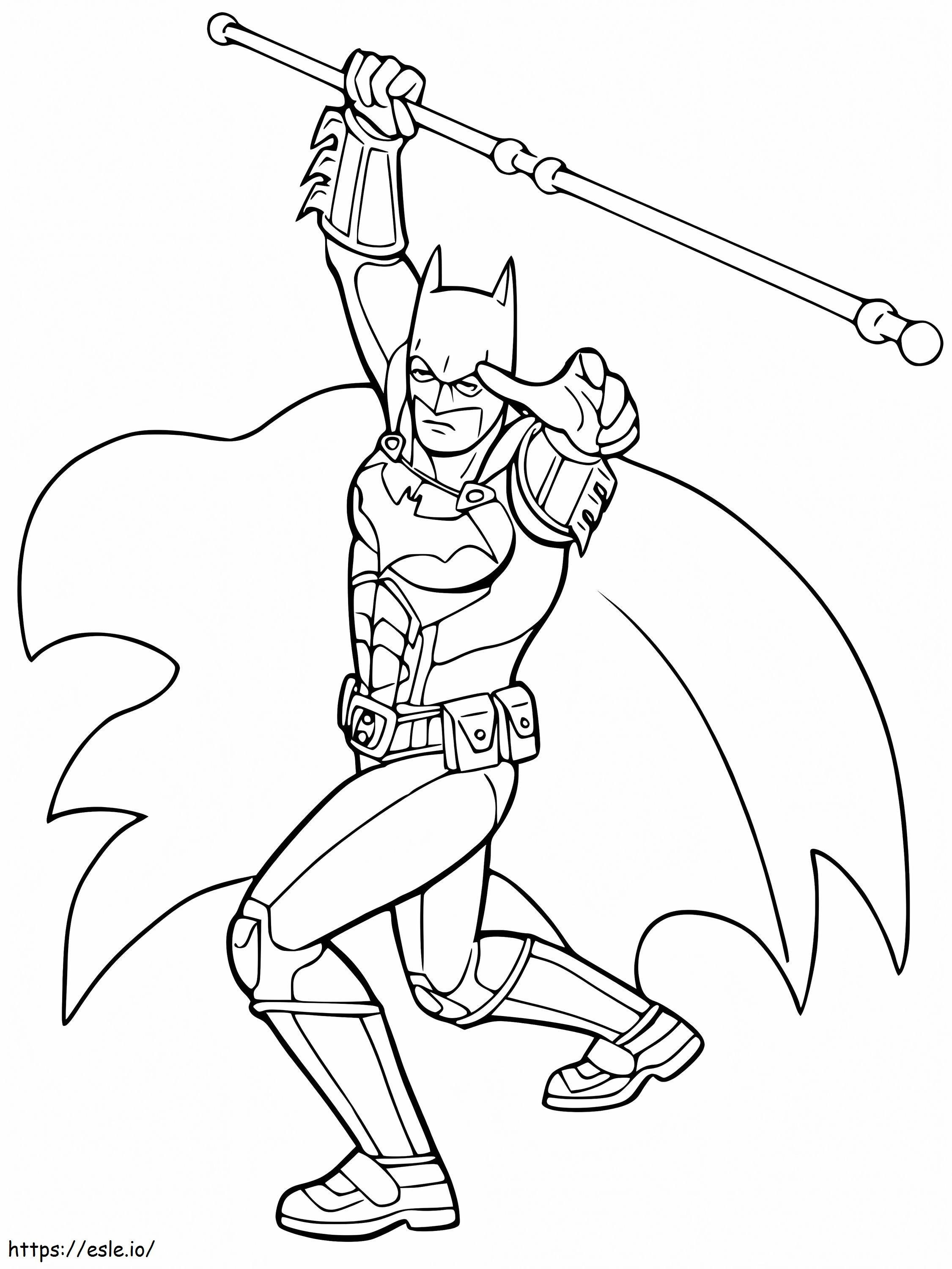Coloriage Batman avec un bâton à imprimer dessin