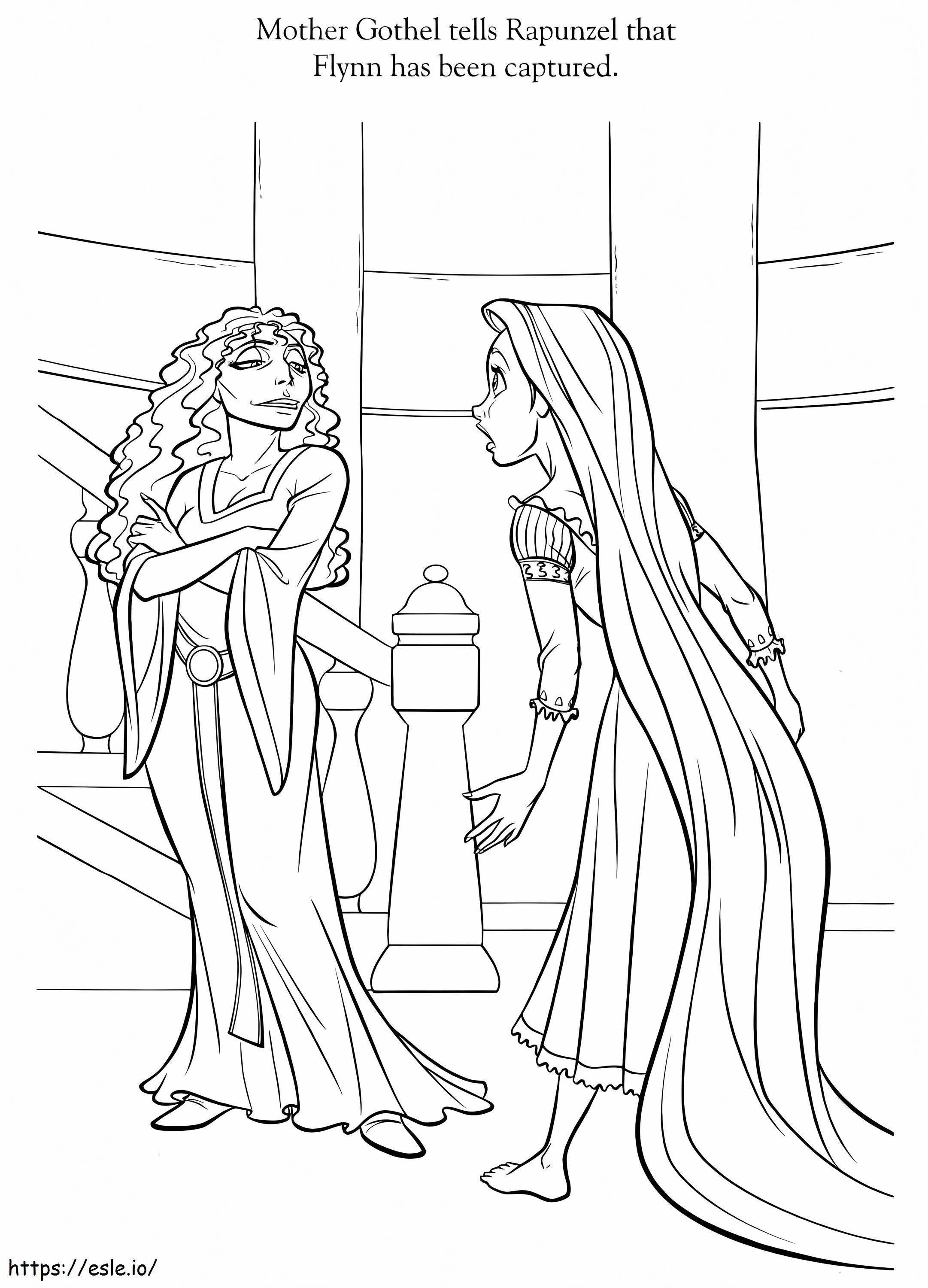 La principessa Rapunzel e la madre Gothel da colorare