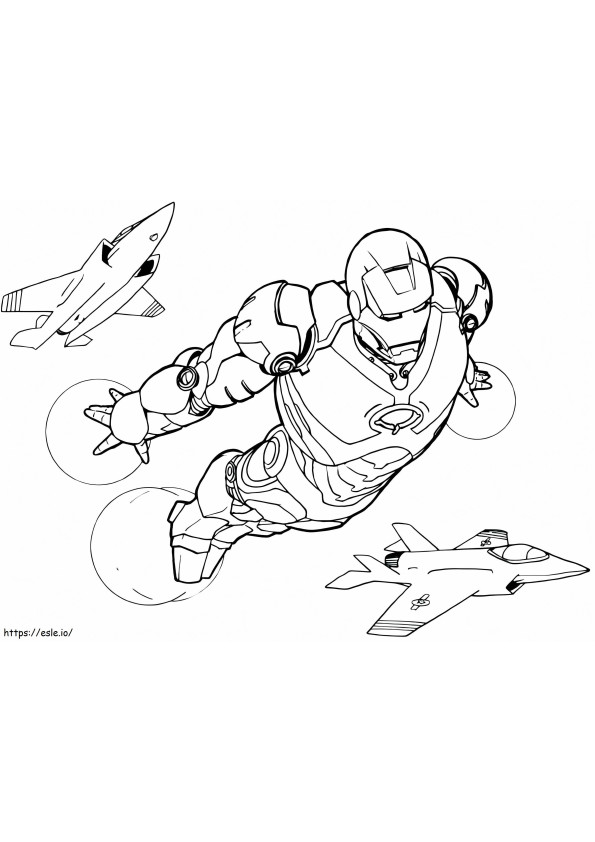 Iron Man dan Jet Gambar Mewarnai