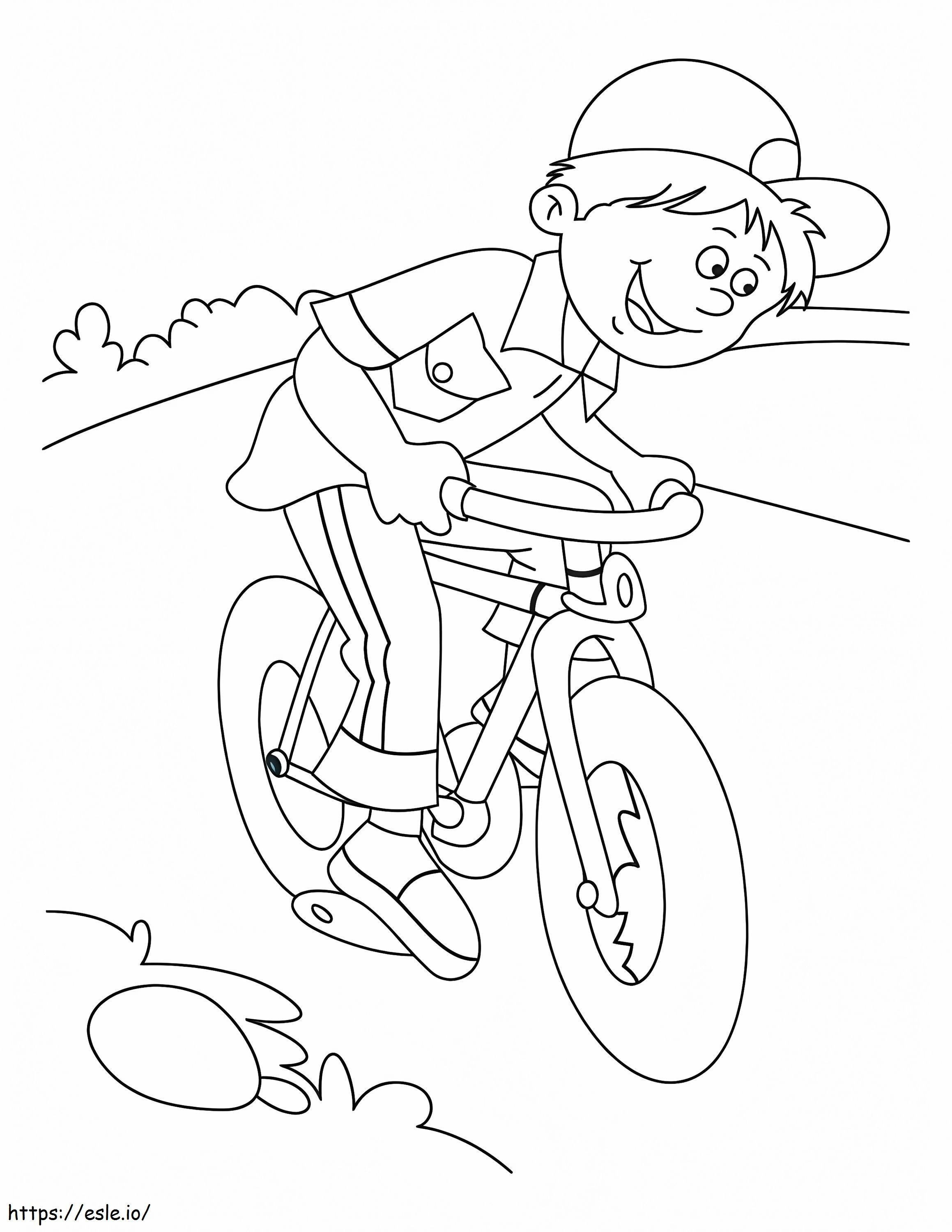 Coloriage Garçon à vélo à imprimer dessin