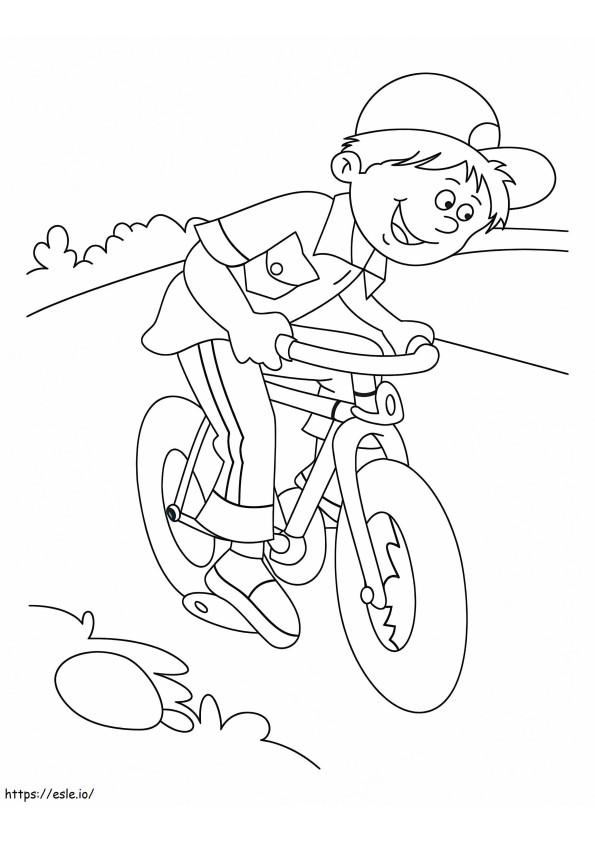 Coloriage Garçon à vélo à imprimer dessin