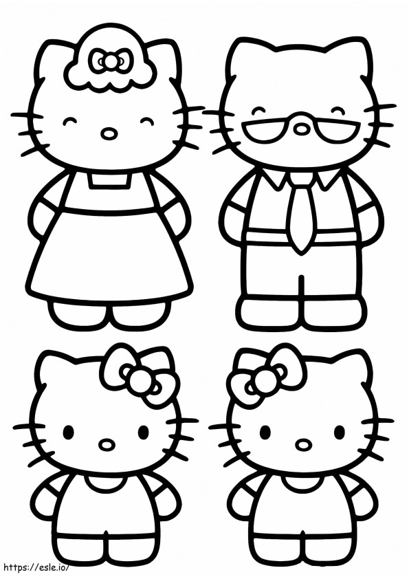 Coloriage La famille de Hello Kitty à imprimer dessin