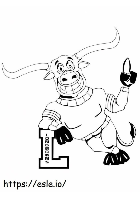 UT Longhorn Mascot coloring page