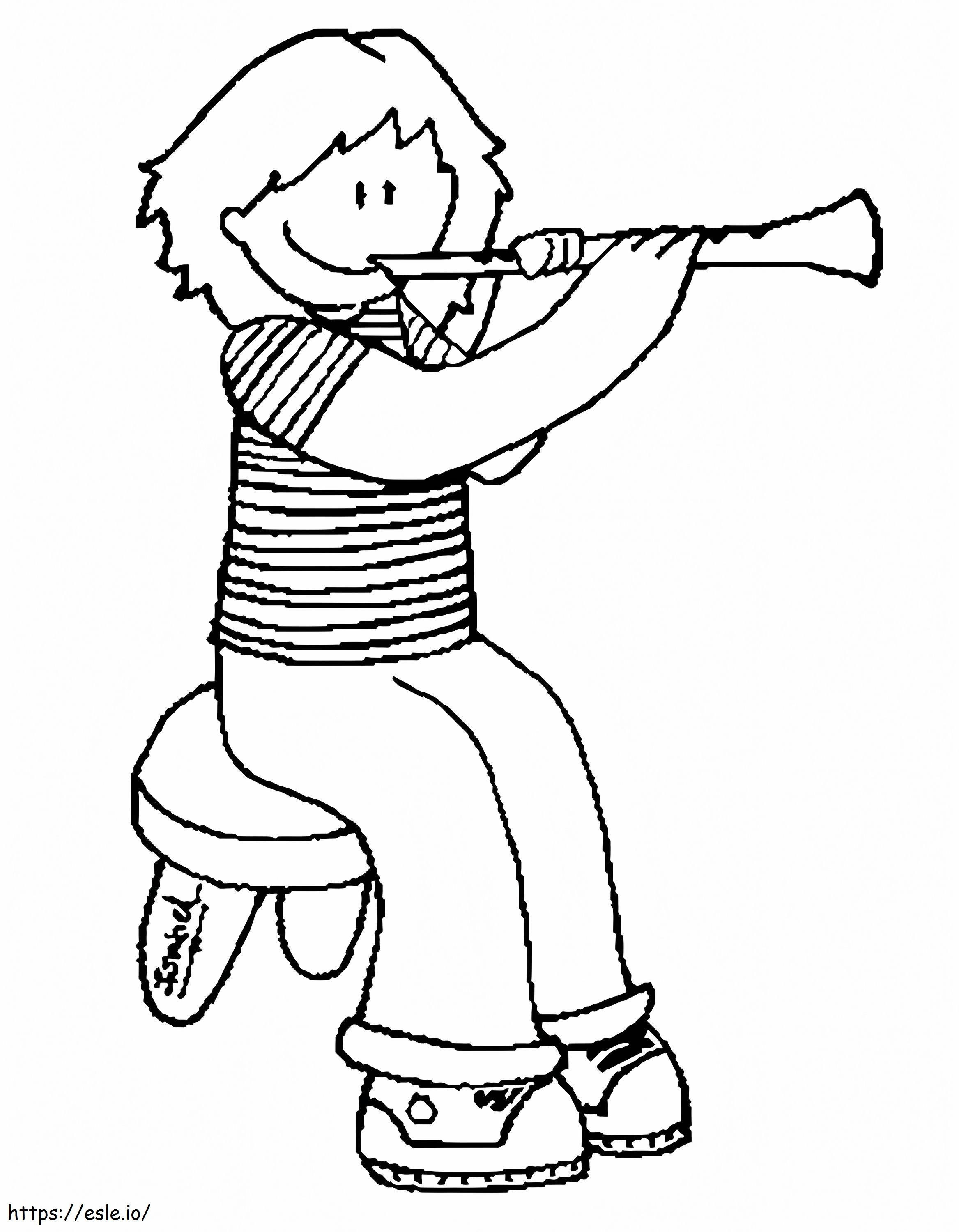 Menina tocando clarinete para colorir