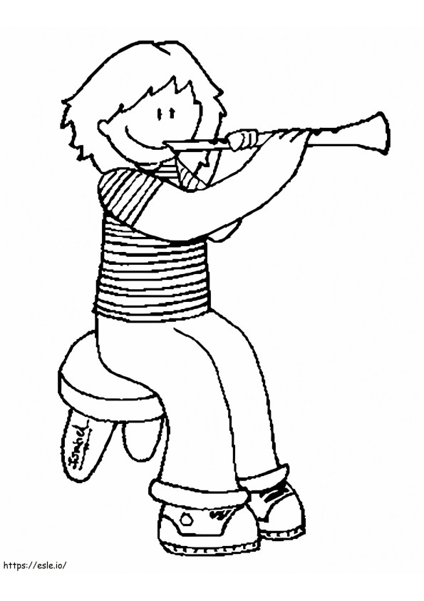 Coloriage Fille jouant de la clarinette à imprimer dessin