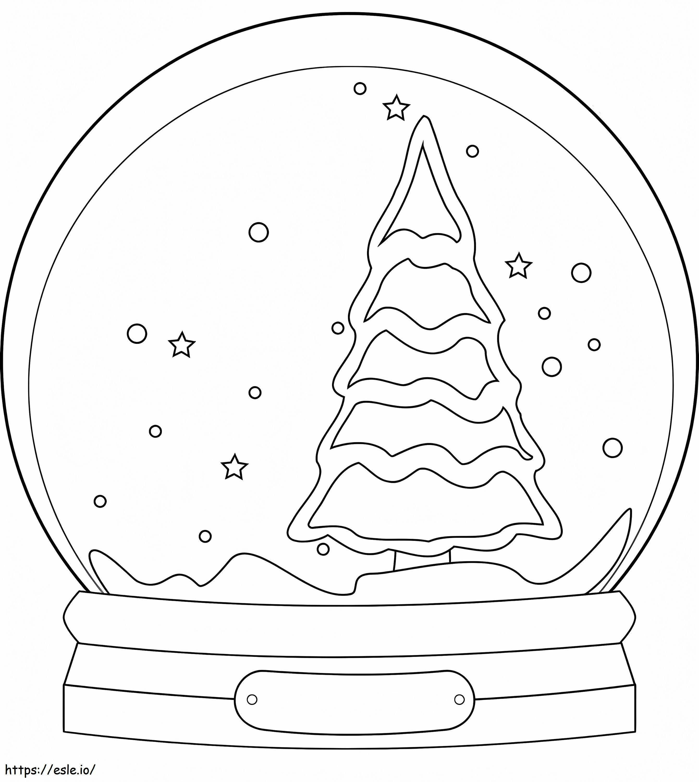 Glob de zăpadă cu pom de Crăciun de colorat