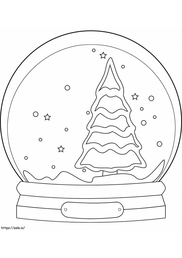 クリスマスツリー付きスノードーム ぬりえ - 塗り絵