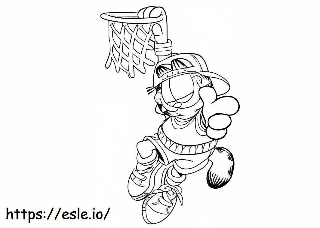 Garfield Main Bola Basket Gambar Mewarnai